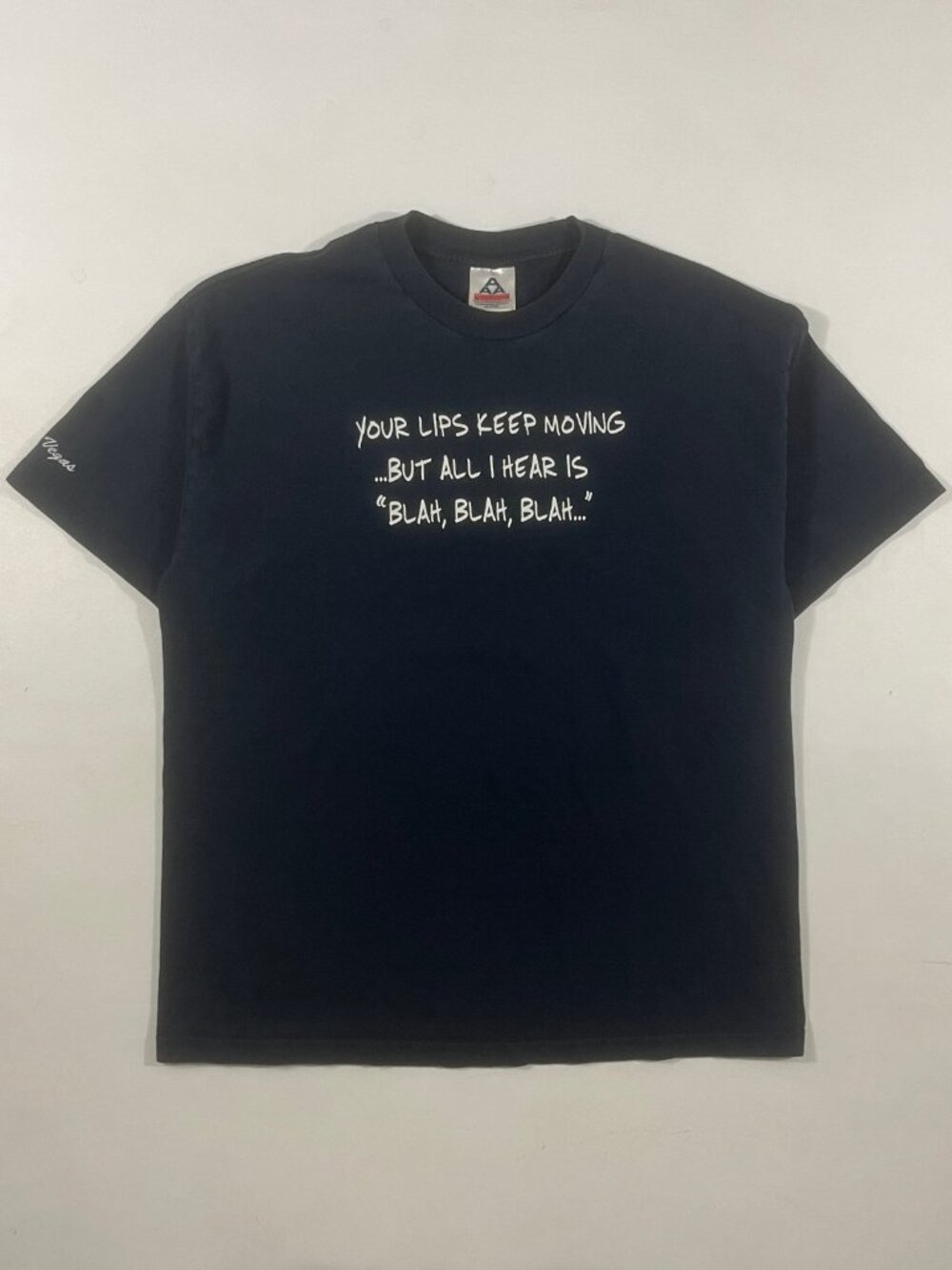 Vintage Y2K "Your Lips Keep Moving Blah Blah Blah" Vegas Funny Black Tee XL